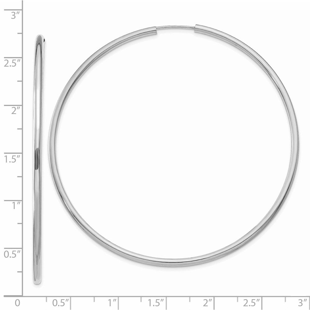 14K White Gold 2mm Polished Endless Hoop Earrings