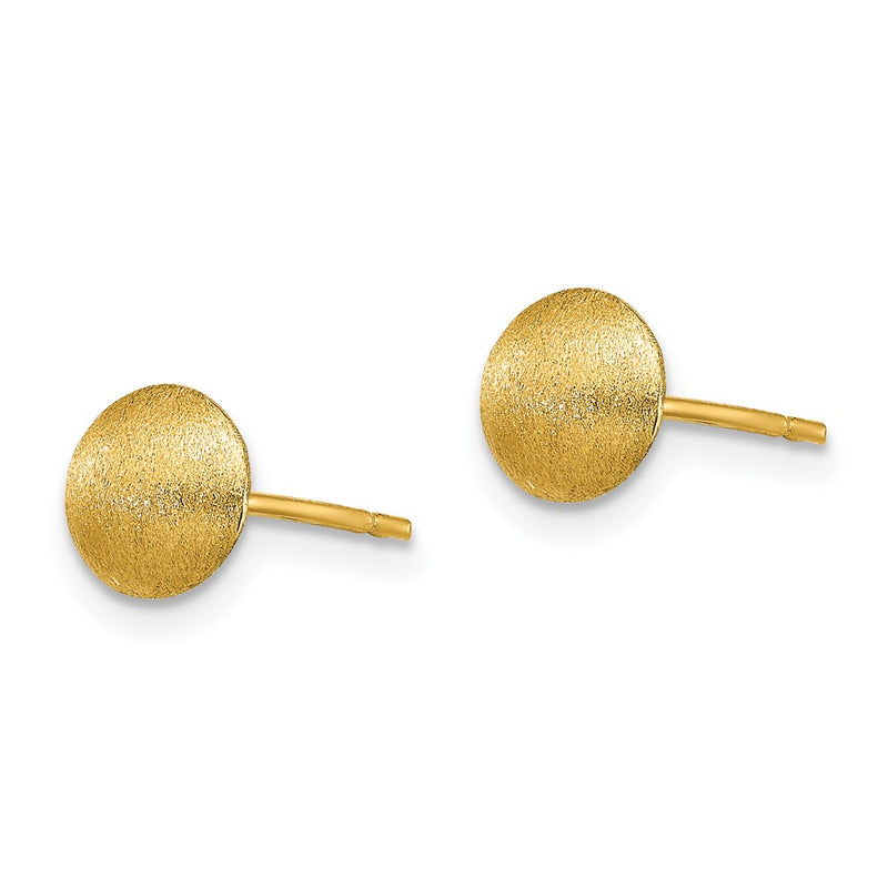 14K Yellow Gold 7mm Satin Button Earrings