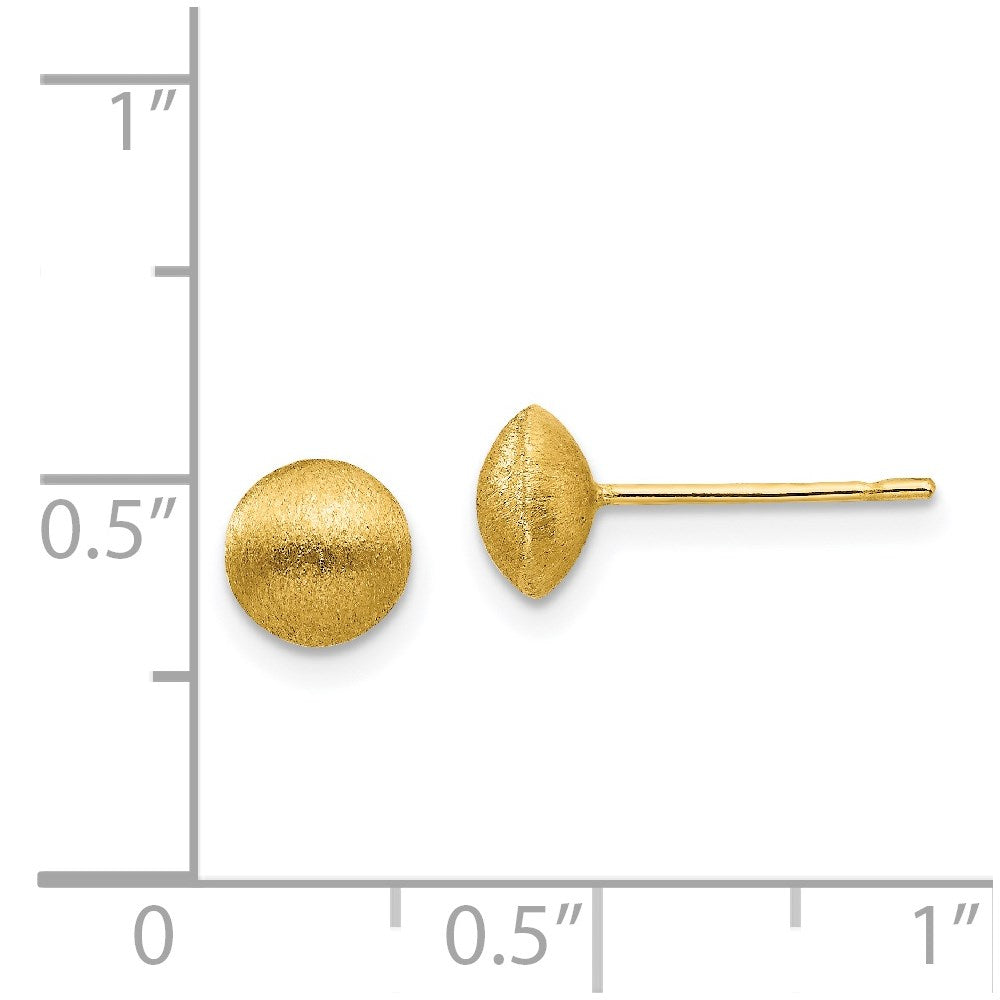 14K Yellow Gold 7mm Satin Button Earrings