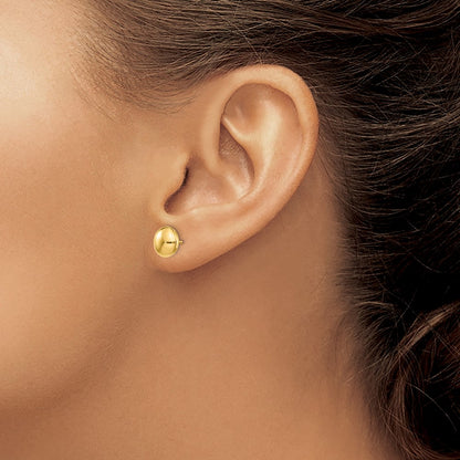 14K Yellow Gold Polished 8mm Button Post Earrings