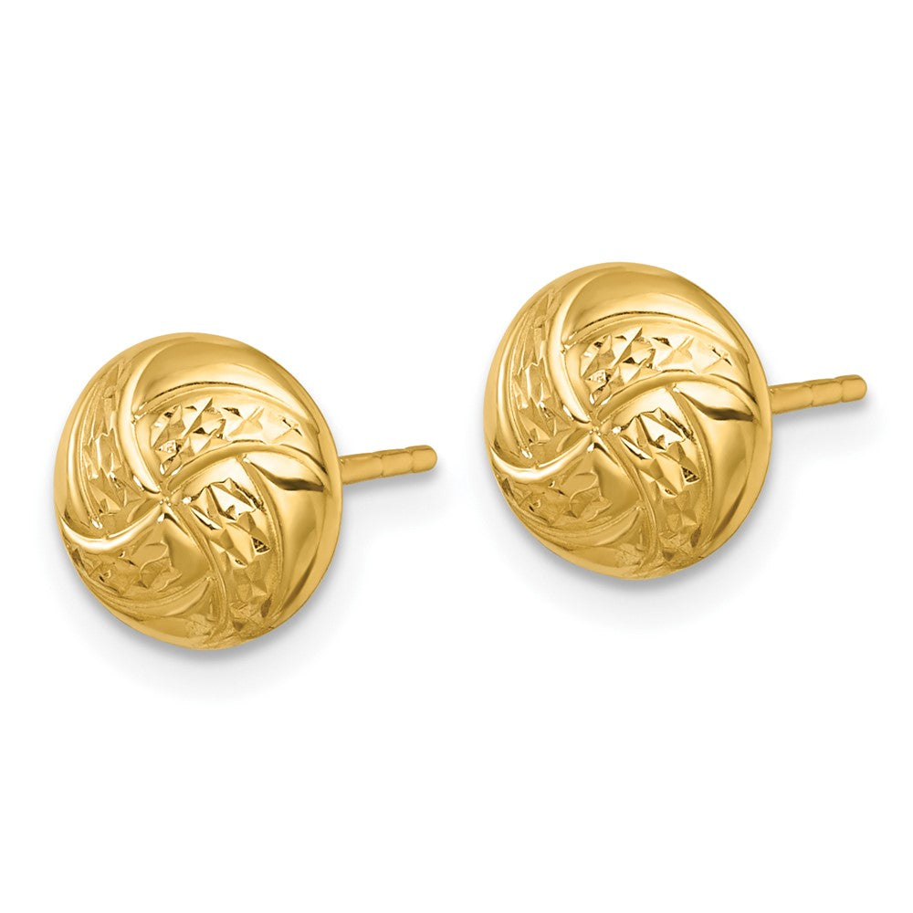 14K Yellow Gold Polished Textured Post Earrings