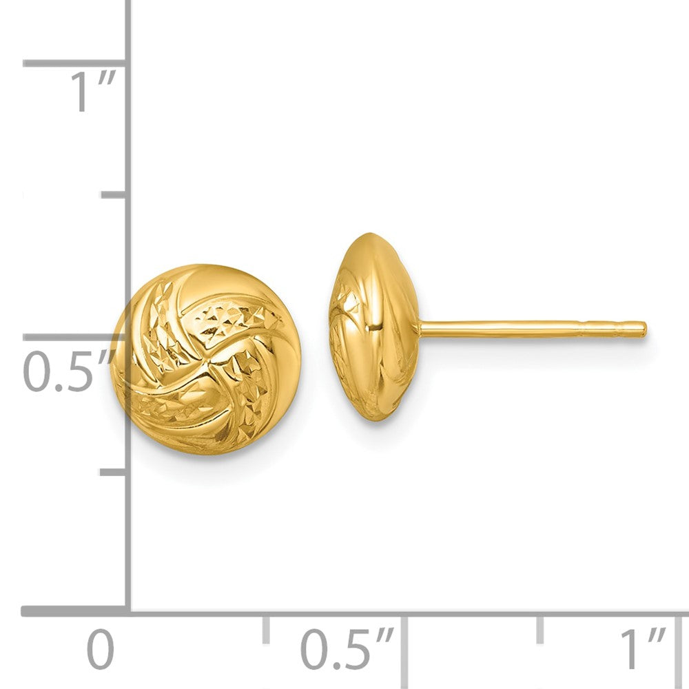 14K Yellow Gold Polished Textured Post Earrings