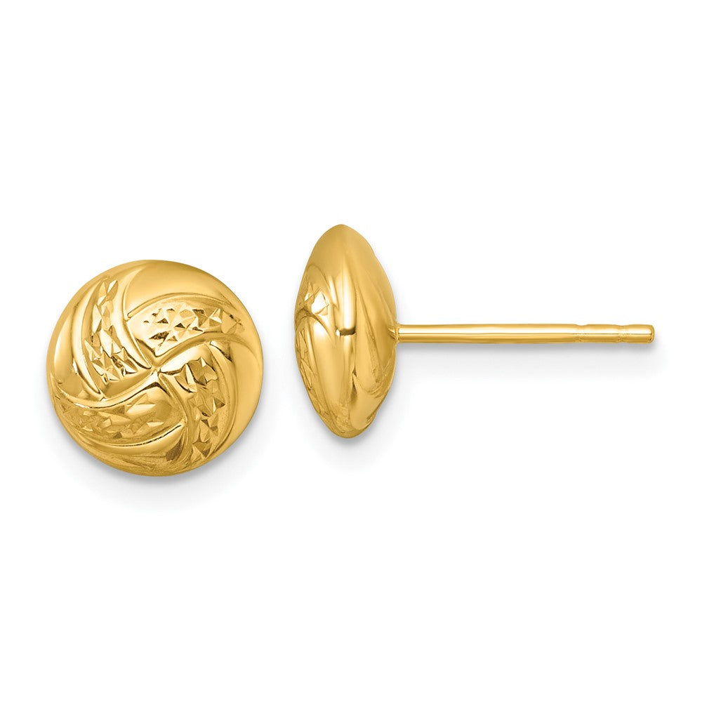 14K Yellow Gold Polished Textured Post Earrings