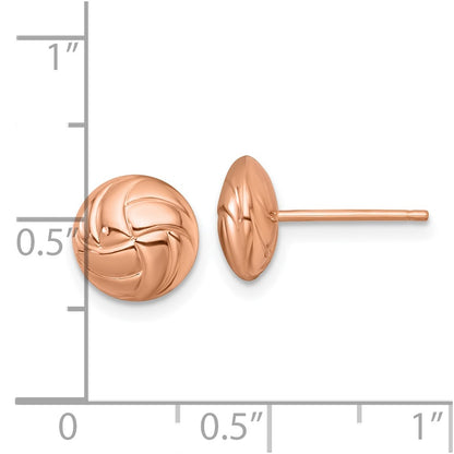 14K Rose Gold Polished Textured Post Earrings