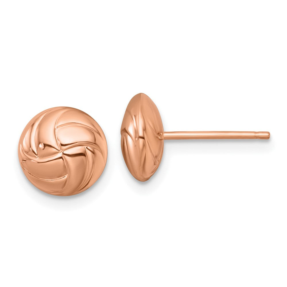 14K Rose Gold Polished Textured Post Earrings