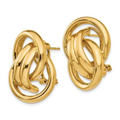 14K Yellow Gold Polished Fancy Omega Back Post Earrings