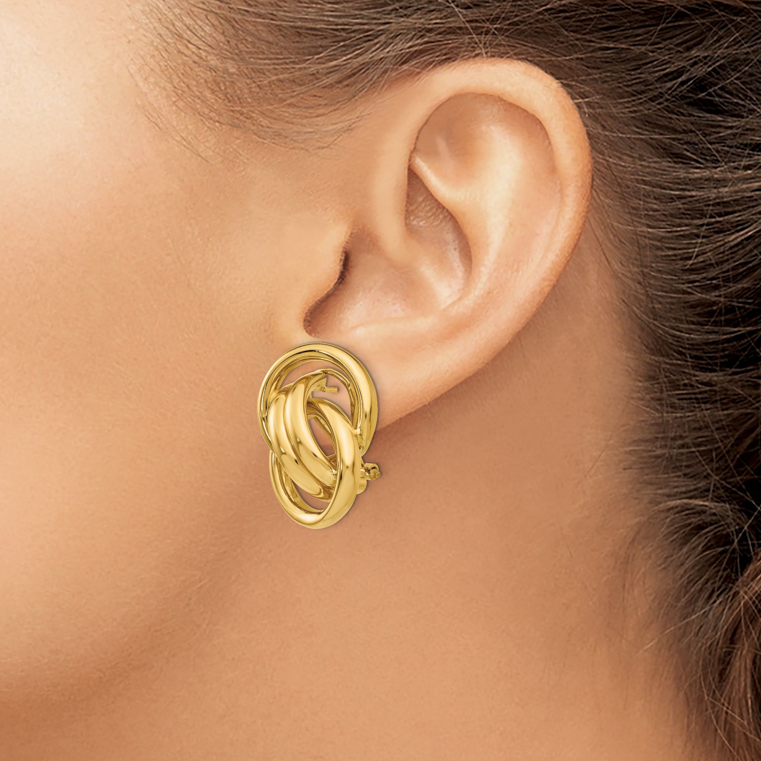 14K Yellow Gold Polished Fancy Omega Back Post Earrings