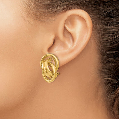 14K Yellow Gold Polished Fancy Omega Back Post Earrings