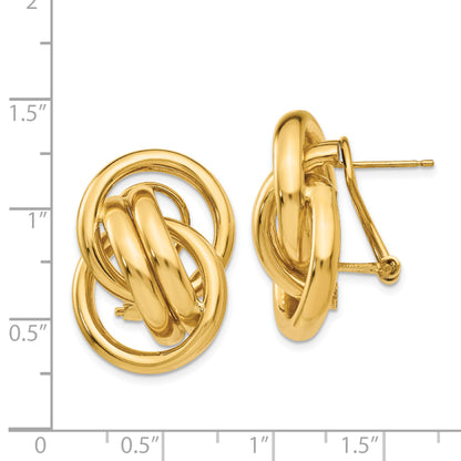 14K Yellow Gold Polished Fancy Omega Back Post Earrings
