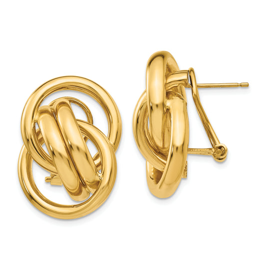 14K Yellow Gold Polished Fancy Omega Back Post Earrings