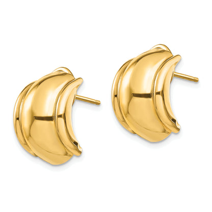 14K Yellow Gold Polished Fancy Omega Back Post Earrings