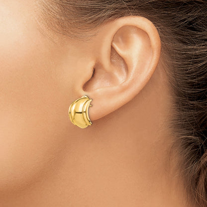 14K Yellow Gold Polished Fancy Omega Back Post Earrings