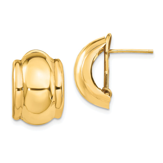 14K Yellow Gold Polished Fancy Omega Back Post Earrings