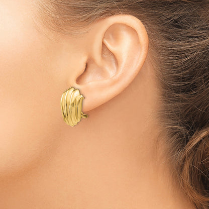 14K Yellow Gold Polished Fancy Omega Back Post Earrings