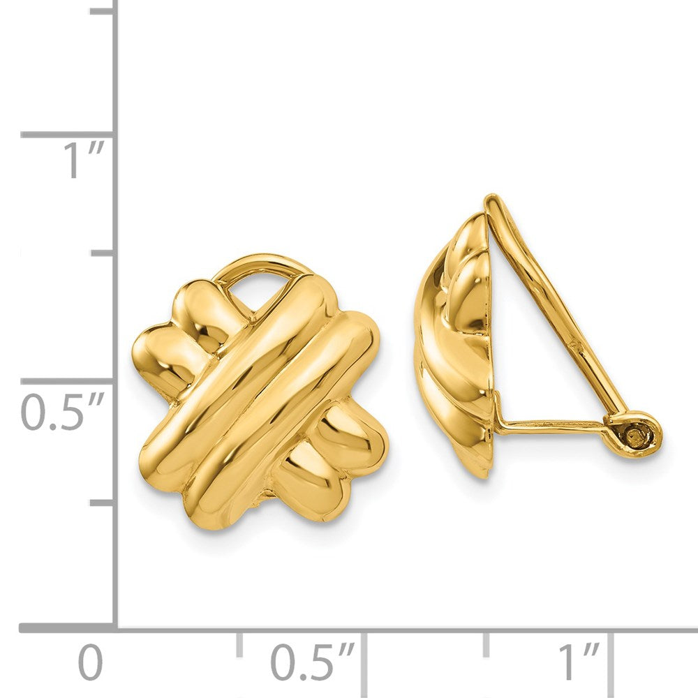 14K Yellow Gold Non Pierced X Earrings