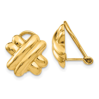 14K Yellow Gold Non Pierced X Earrings