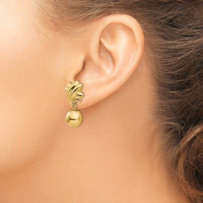 14K Yellow Gold Non Pierced Fancy Ball Earrings