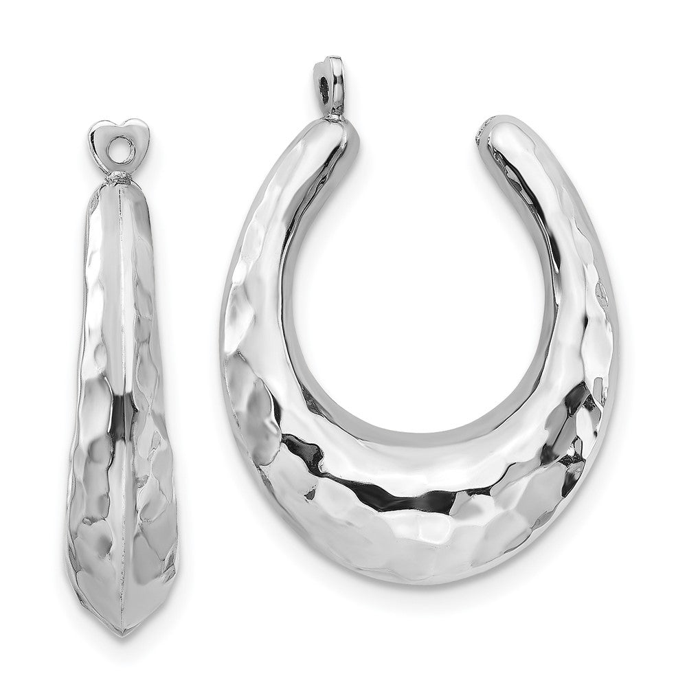 14K White Gold Hammered Hoop Earring Jackets