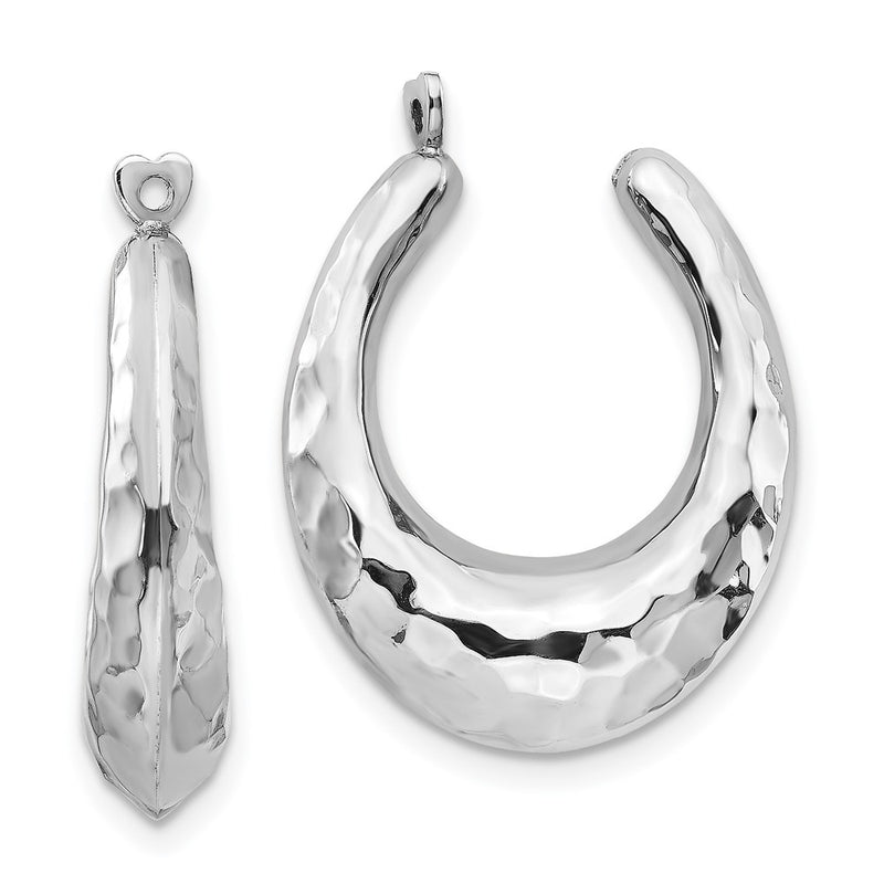 14K White Gold Hammered Hoop Earring Jackets