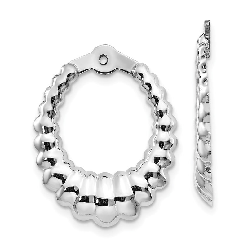 14K White Gold Scalloped Hoop Earring Jackets