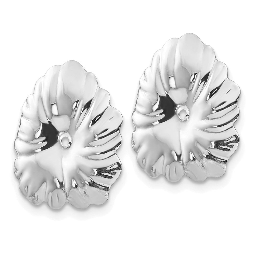 14K White Gold Floral Earring Jackets