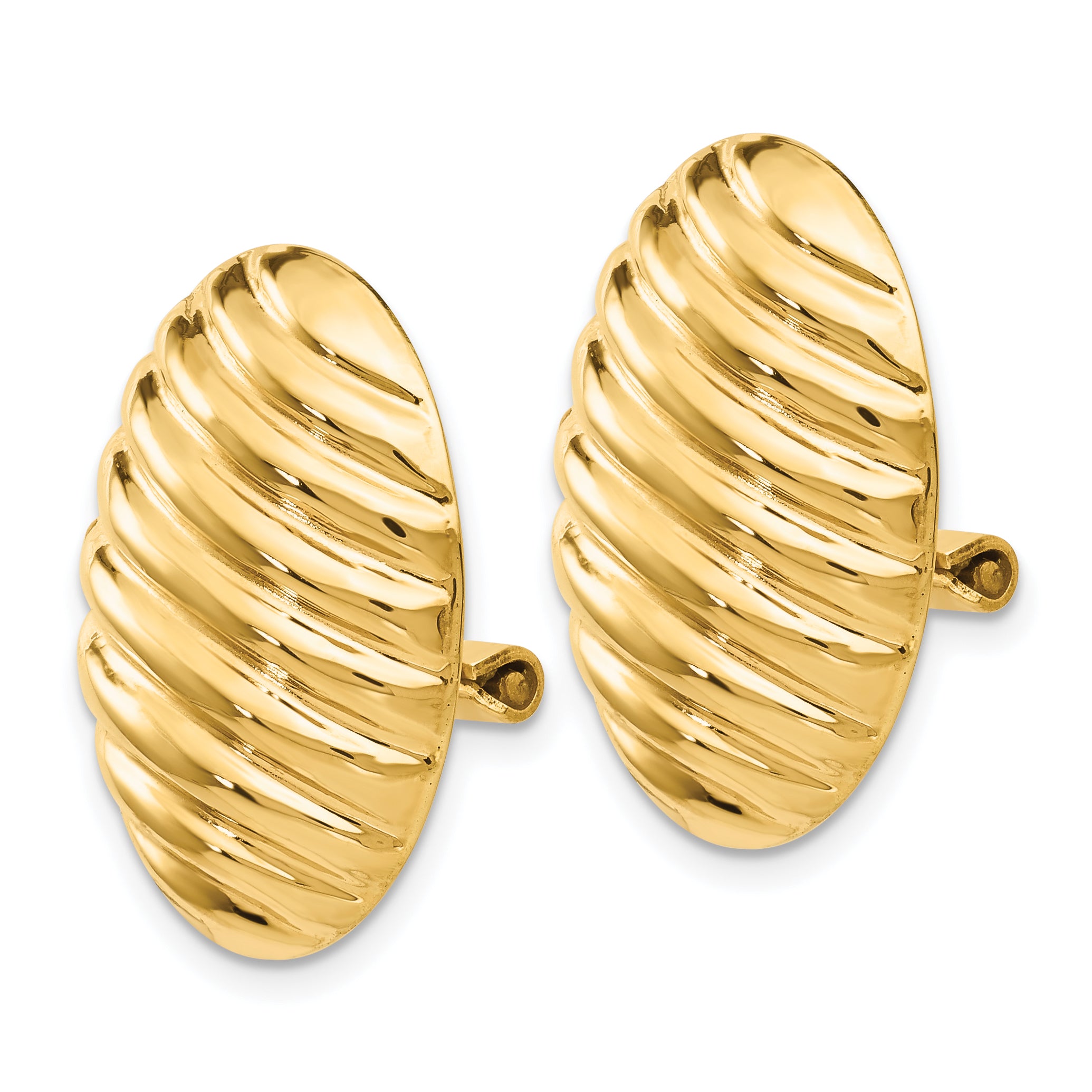 14K Yellow Gold Polished Button Non Pierced Omega Back Earrings