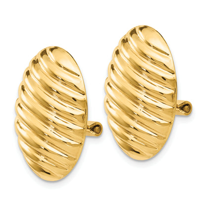 14K Yellow Gold Polished Button Non Pierced Omega Back Earrings