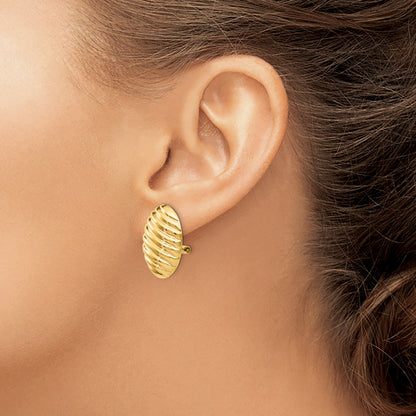 14K Yellow Gold Polished Button Non Pierced Omega Back Earrings