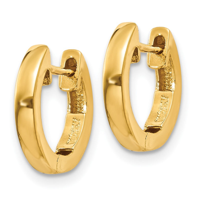 14K Yellow Gold Polished 2mm Hinged Hoop Earrings