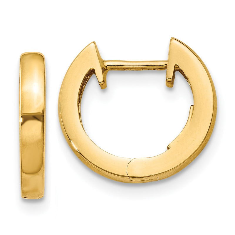 14K Yellow Gold Polished 2mm Hinged Hoop Earrings