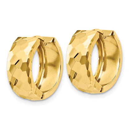 14K Yellow Gold Faceted & Polished Hinged 6mm Hoop Earrings