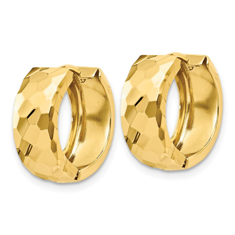 14K Yellow Gold Faceted & Polished Hinged 6mm Hoop Earrings