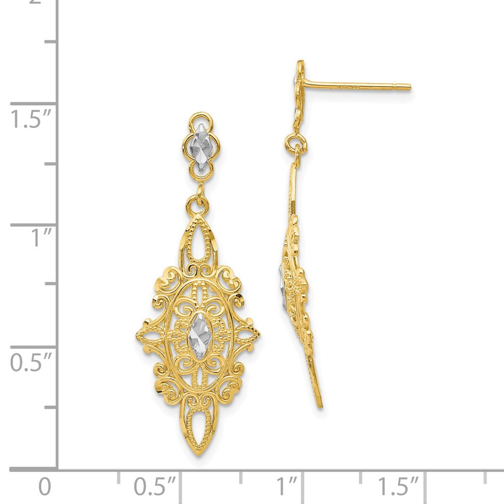 14K Yellow & Rhodium Diamond Cut Filigree E