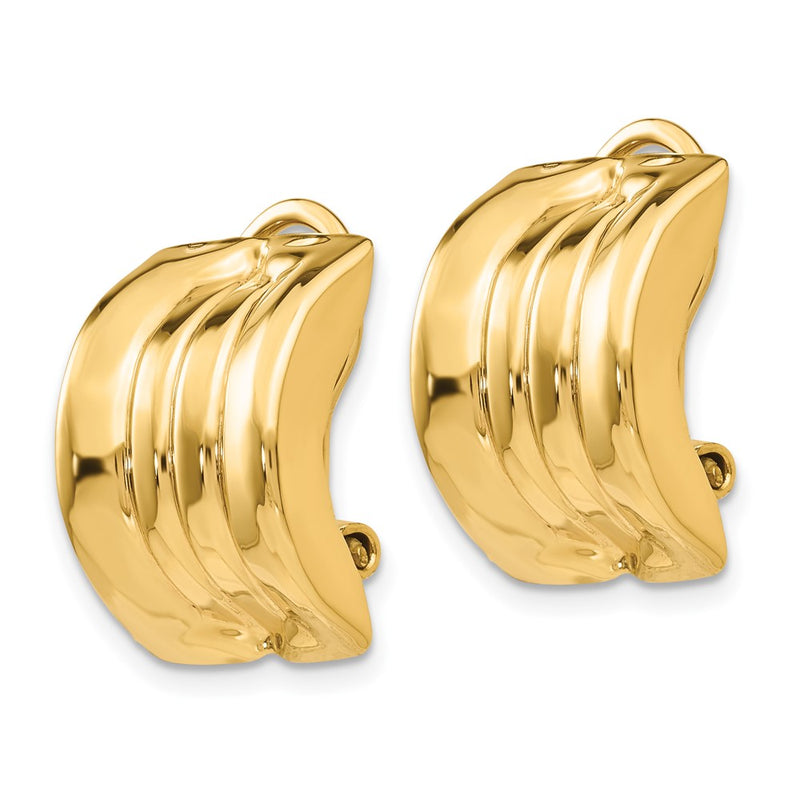 14K Yellow Gold Omega Clip Non Pierced Earrings