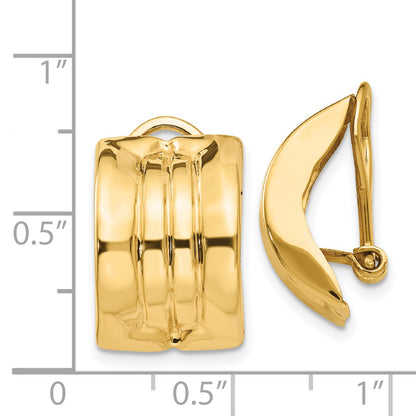 14K Yellow Gold Omega Clip Non Pierced Earrings