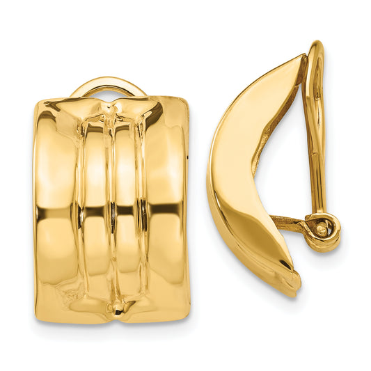 14K Yellow Gold Omega Clip Non Pierced Earrings