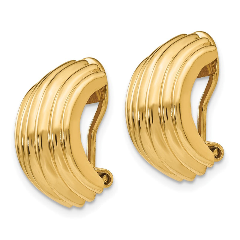 14K Yellow Gold Omega Clip Non Pierced Earrings