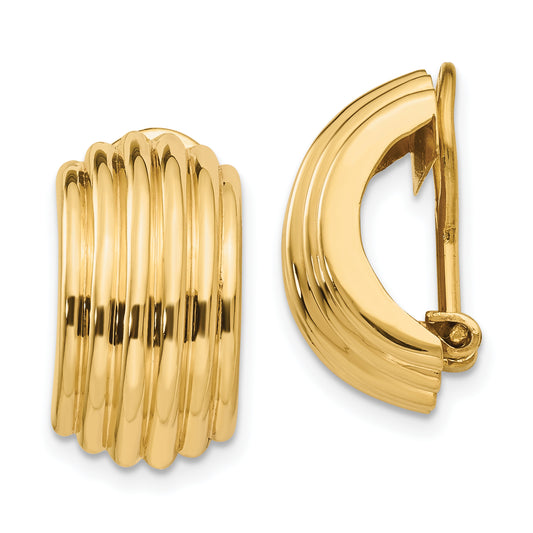 14K Yellow Gold Omega Clip Non Pierced Earrings