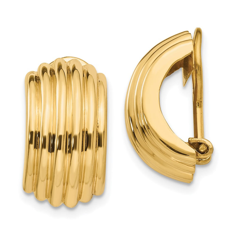 14K Yellow Gold Omega Clip Non Pierced Earrings
