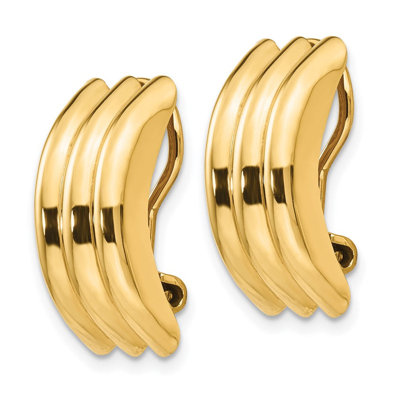 14K Yellow Gold Omega Clip Non Pierced Earrings