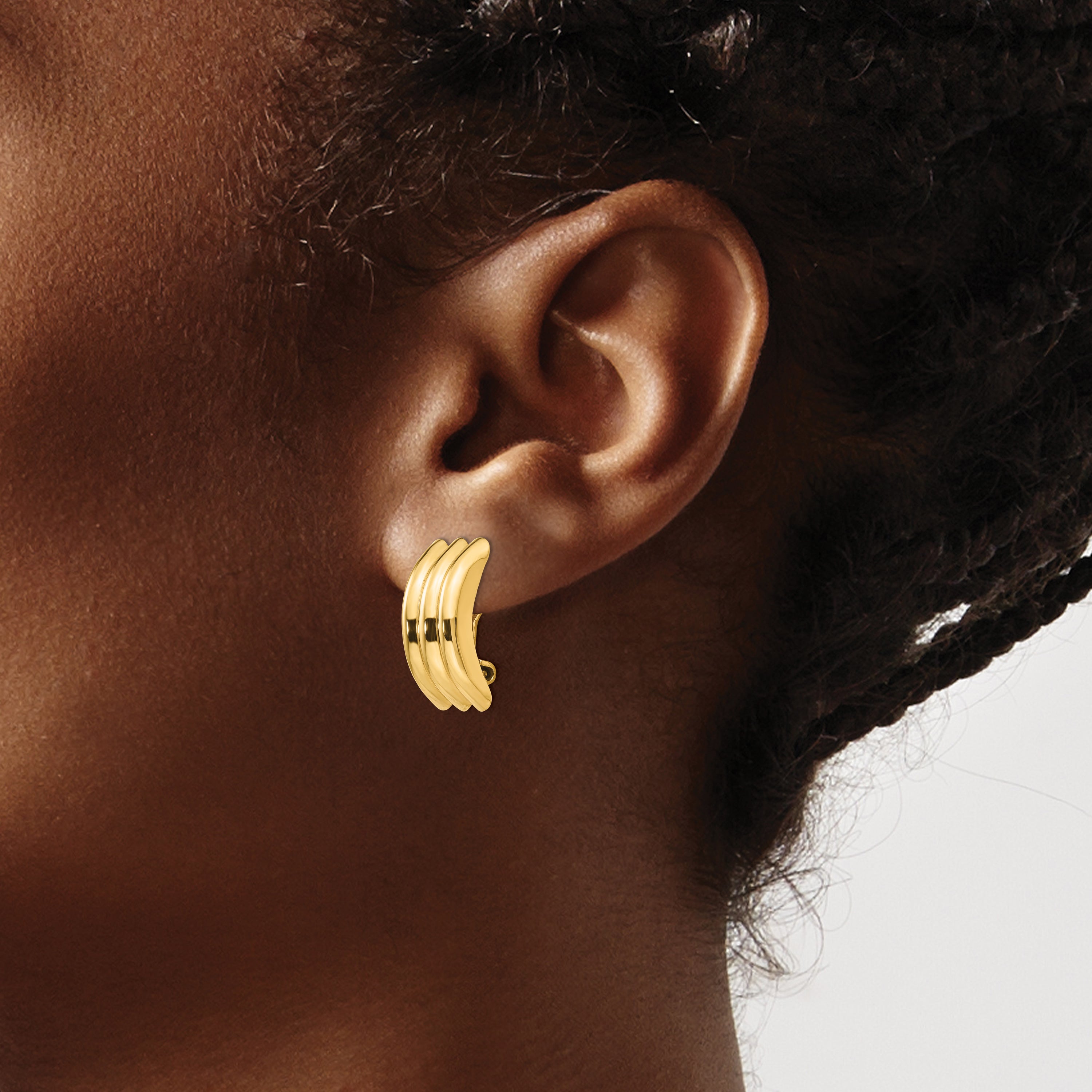 14K Yellow Gold Omega Clip Non Pierced Earrings