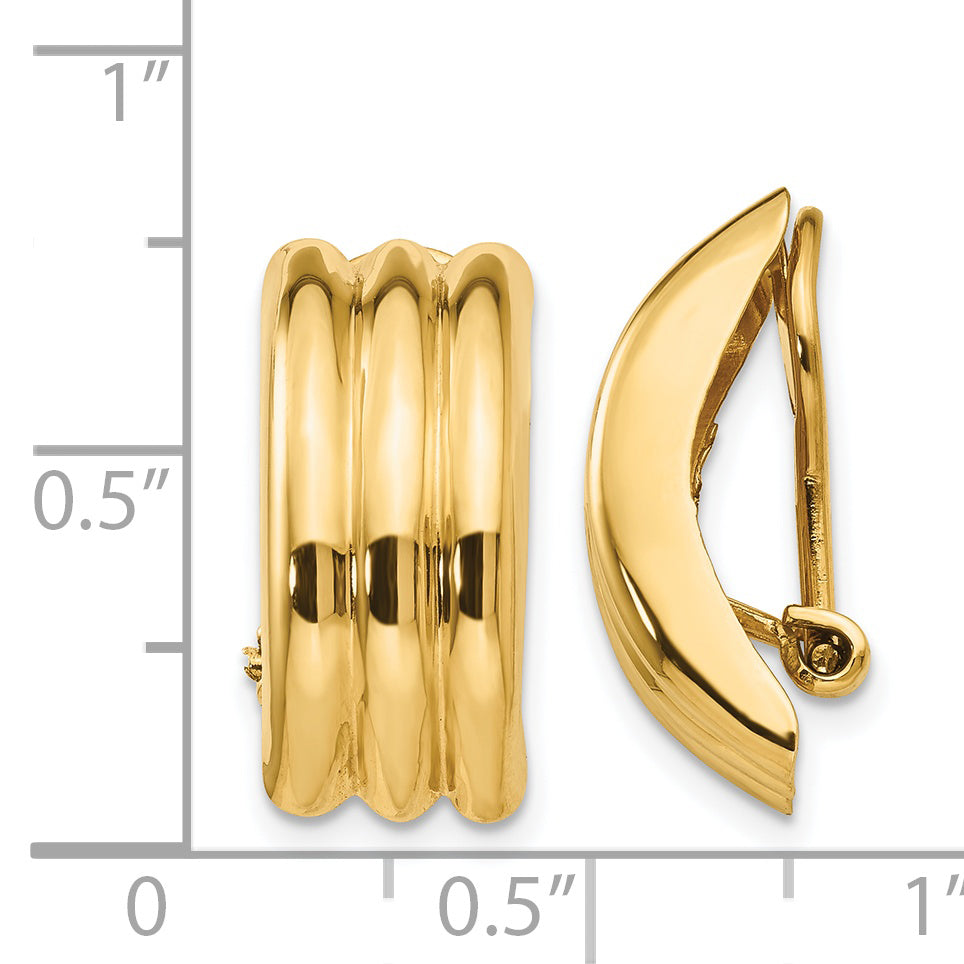 14K Yellow Gold Omega Clip Non Pierced Earrings