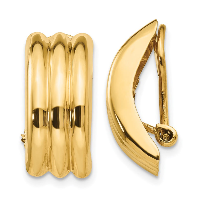 14K Yellow Gold Omega Clip Non Pierced Earrings