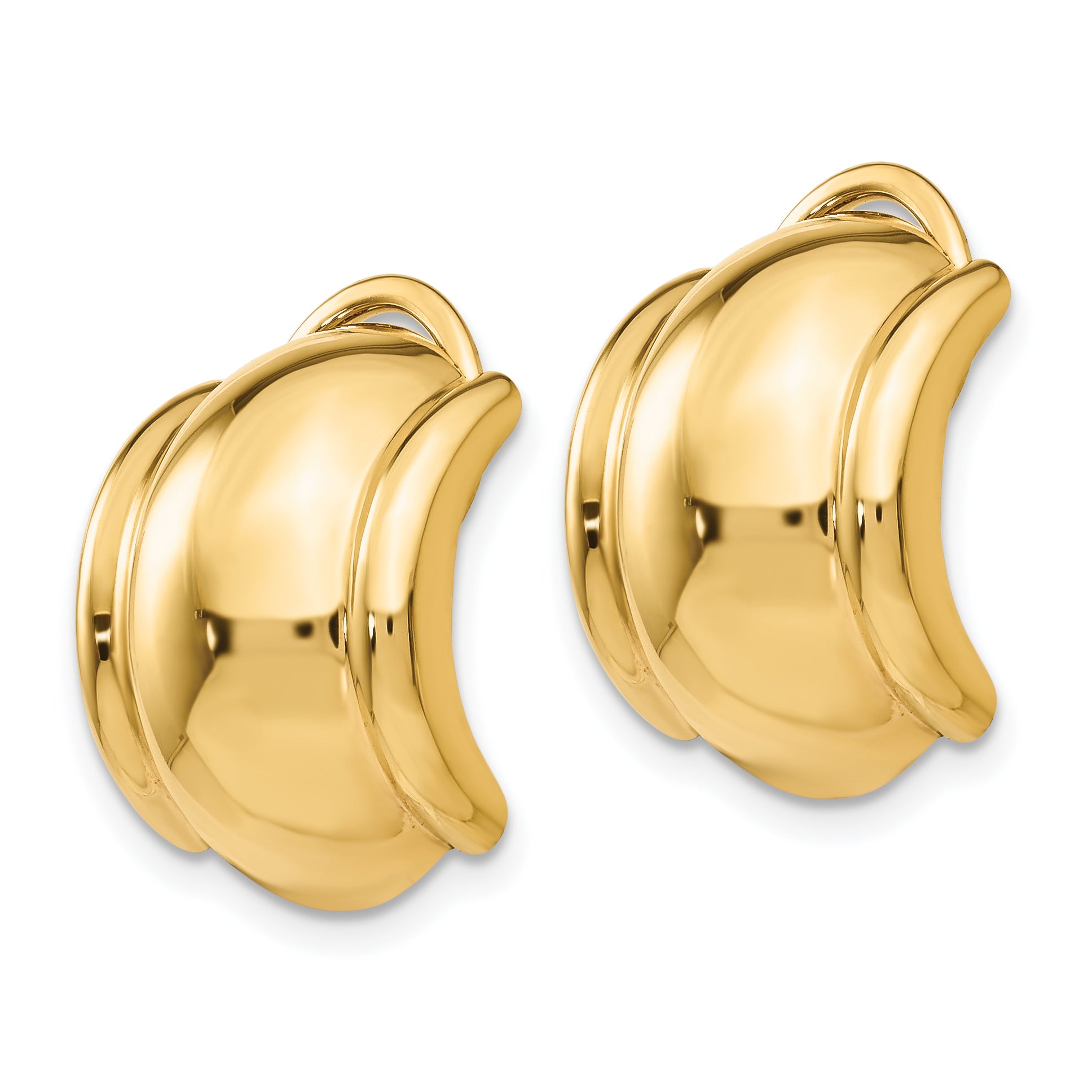 14K Yellow Gold Omega Clip Non Pierced Earrings