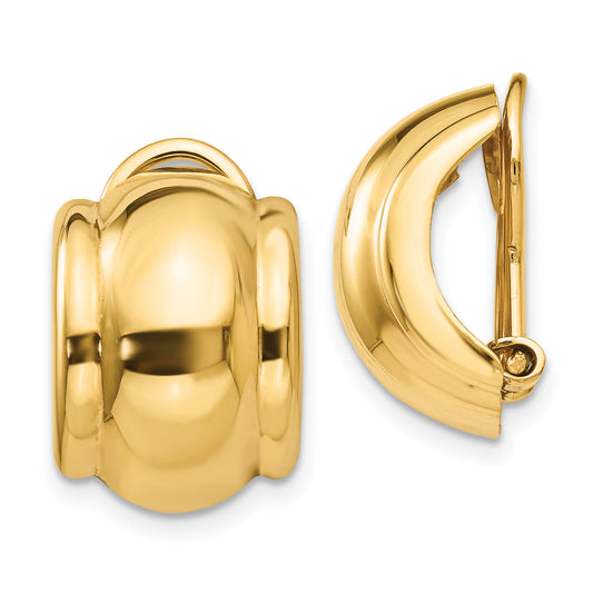 14K Yellow Gold Omega Clip Non Pierced Earrings