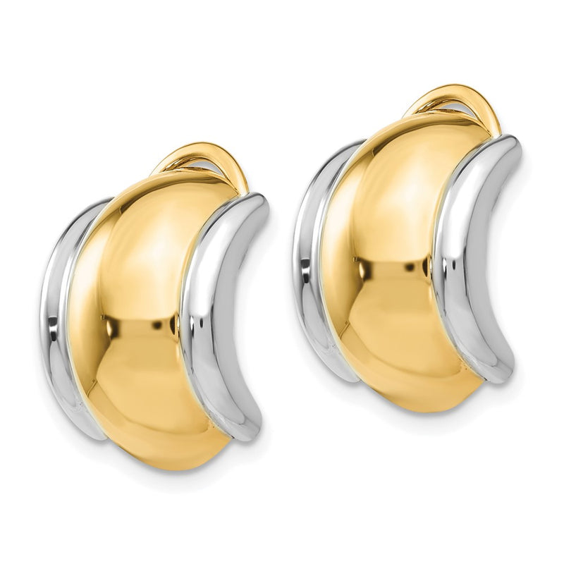 14K Yellow & Rhodium With Omega Clip Non Pierced Earrings