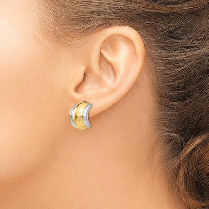 14K Yellow & Rhodium With Omega Clip Non Pierced Earrings