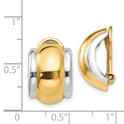 14K Yellow & Rhodium With Omega Clip Non Pierced Earrings