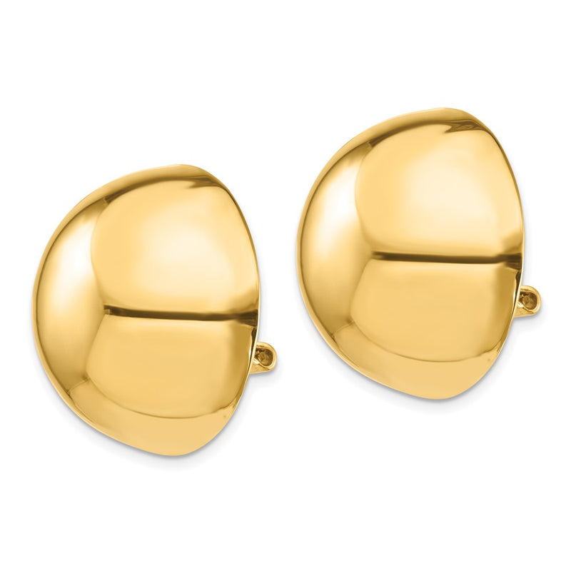 14K Yellow Gold Omega Clip 24mm Half Ball Non Pierced Earrings