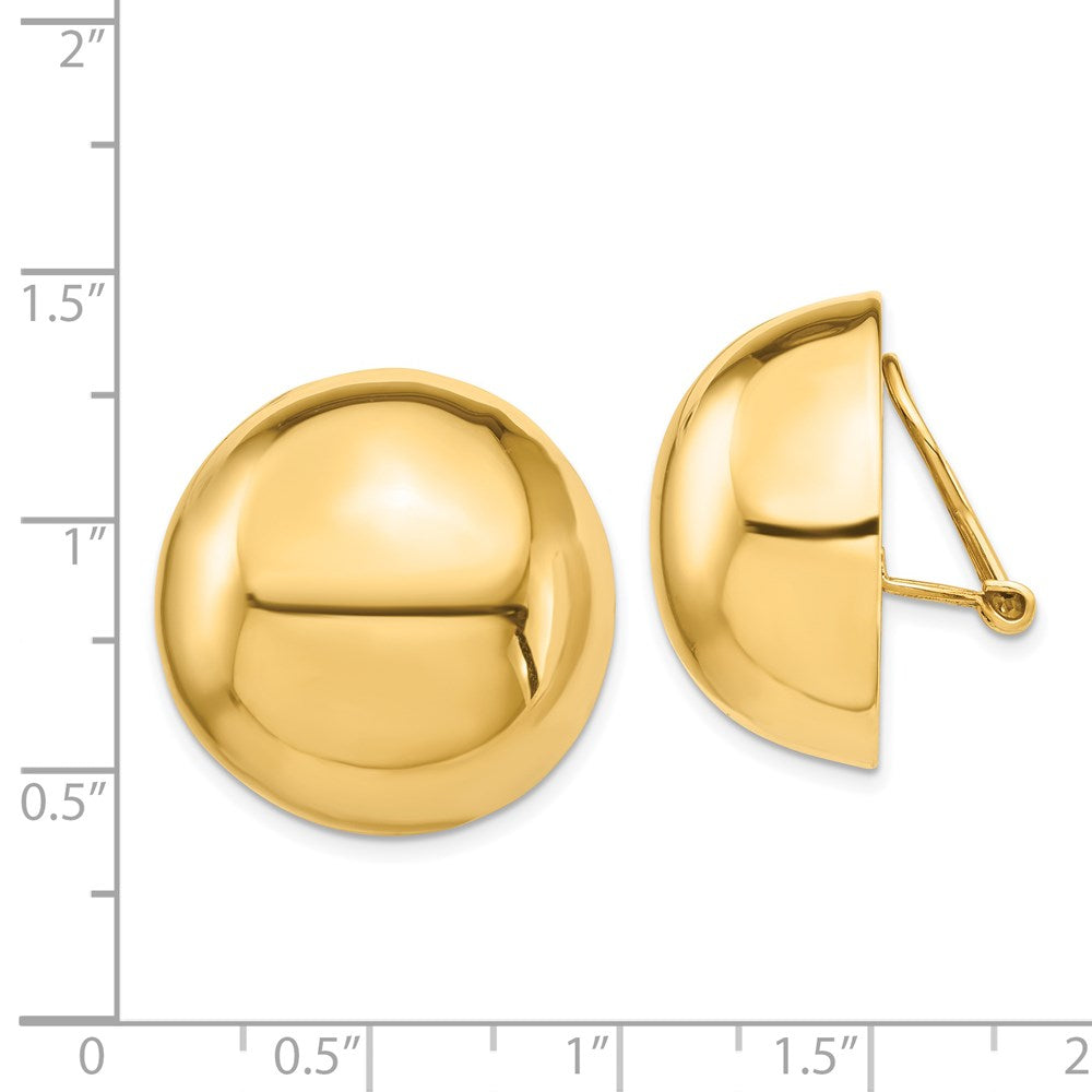 14K Yellow Gold Omega Clip 24mm Half Ball Non Pierced Earrings